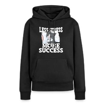 Moins de stress Plus de succès Sieste Chat Stress - Sweat à capuche Premium bio Femme - noir - Devant - Julia (174cm)