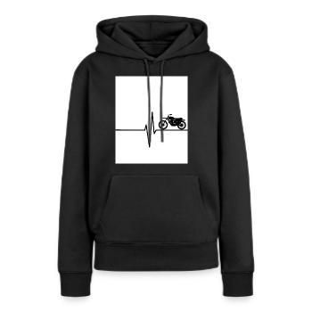 T-shirt avec cyclomoteur et pompes cardiaques - Sweat à capuche Premium bio Femme - noir - Devant - Julia (174cm)