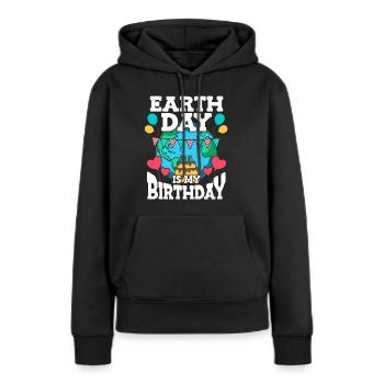 Le Jour de la Terre est ma fête d’anniversaire - Sweat à capuche Premium bio Femme - noir - Devant - Julia (174cm)