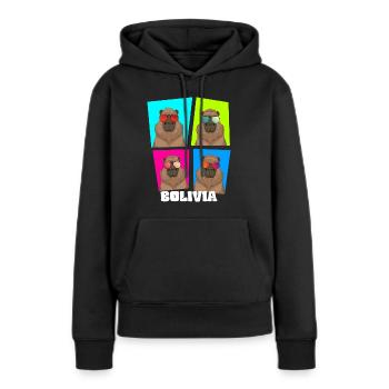 Witziges Capybara Bolivien Südamerika - Frauen Premium Bio Hoodie - Schwarz - Vorne - Julia (174cm)