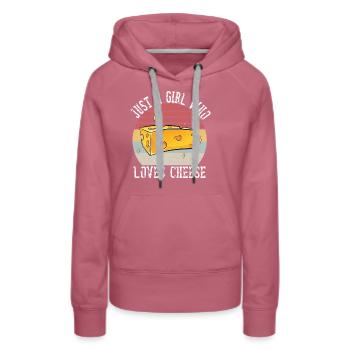 Just A Girl Who Loves Cheese Shirt Cheese Lover - Frauen Premium Bio Hoodie - Malve - Vorne - Isabella (175cm)