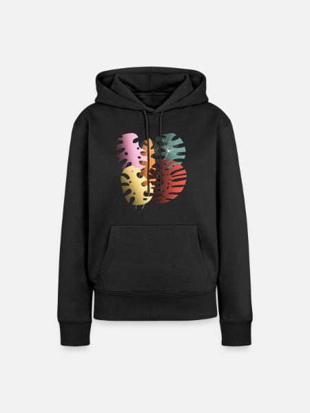 Monstera-Blätter Boho-Design Boho-Monstera - Frauen Premium Bio Hoodie - Schwarz
