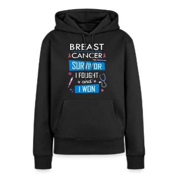 Survivantes du cancer du sein, je me suis battue et j’ai gagné - Sweat à capuche Premium bio Femme - noir - Devant - Julia (174cm)