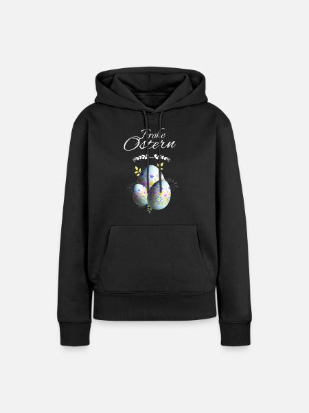 Blumen Ostereier Frohe Ostern - Frauen Premium Bio Hoodie - Schwarz