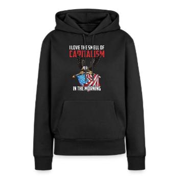 USA Flagge Adler Kapital Geld Vermögfen Wertpapier - Frauen Premium Bio Hoodie - Schwarz - Vorne - Julia (174cm)