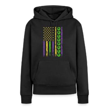 American Cue Sport Flag Billard - Sweat à capuche Premium bio Femme - noir - Devant - Julia (174cm)