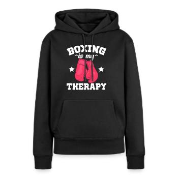 La boxe est ma thérapie Sparring sport - Sweat à capuche Premium bio Femme - noir - Devant - Julia (174cm)