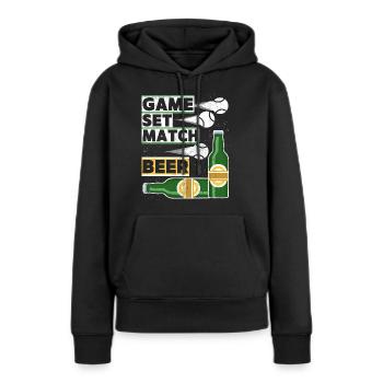 Tennis Spruch Game-Set-Match, Bier lustiger Spruch - Frauen Premium Bio Hoodie - Schwarz - Vorne - Julia (174cm)
