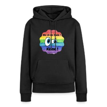 Wer ist der Mann in der Beziehung, Lesbian, CSD - Frauen Premium Bio Hoodie - Schwarz - Vorne - Julia (174cm)
