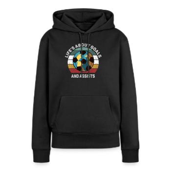 La vie est faite de buts et de passes décisives Football de futbol - Sweat à capuche Premium bio Femme - noir - Devant - Julia (174cm)