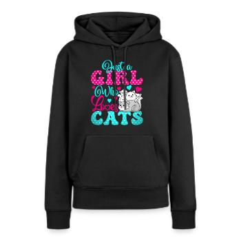 Ich liebe Katzen Katzenliebe Girl Who Loves Cats - Frauen Premium Bio Hoodie - Schwarz - Vorne - Julia (174cm)