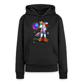 Costume Année 70 80 Vintage Licorne Disco - Sweat à capuche Premium bio Femme - noir - Devant - Julia (174cm)