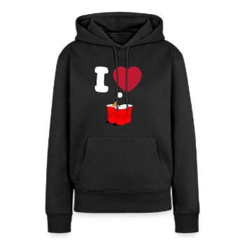 Ich Liebe Beerpong - Frauen Premium Bio Hoodie - Schwarz - Vorne - Julia (174cm)