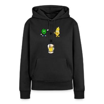 Bière d’orge et de houblon - Sweat à capuche Premium bio Femme - noir - Devant - Julia (174cm)