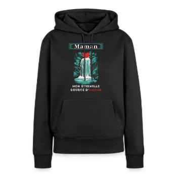 maman mon éternelle source d'amour - Sweat à capuche Premium bio Femme - noir - Devant - Julia (174cm)