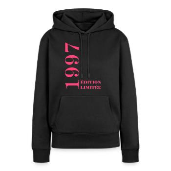 Edition limitée 1997 - Sweat à capuche Premium bio Femme - noir - Devant - Julia (174cm)