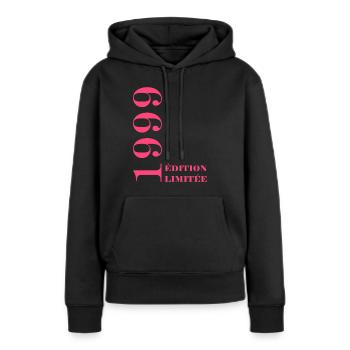 Edition limitée 1999 - Sweat à capuche Premium bio Femme - noir - Devant - Julia (174cm)