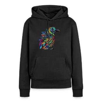 EDM Music Party Bird Rave - Sweat à capuche Premium bio Femme - noir - Devant - Julia (174cm)