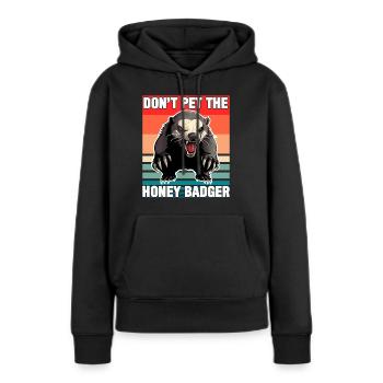 Honigdachs Streicheln Sie nicht den Honigdachs - Frauen Premium Bio Hoodie - Schwarz - Vorne - Julia (174cm)