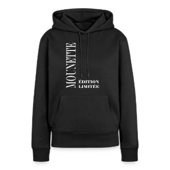 Edition limitée mounette - Sweat à capuche Premium bio Femme - noir - Devant - Julia (174cm)