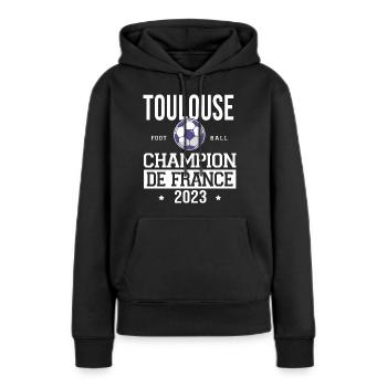 Cadeau foot joueur de foot parfait football - Sweat à capuche Premium bio Femme - noir - Devant - Julia (174cm)
