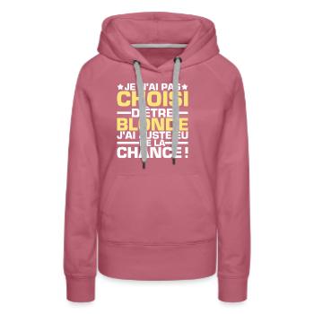 Humour Blonde - Sweat à capuche Premium bio Femme - mauve - Devant - Isabella (175cm)