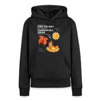 Drôle de poulet disant, blague de poulet bain de soleil - Sweat à capuche Premium bio Femme - noir - Devant - Julia (174cm)