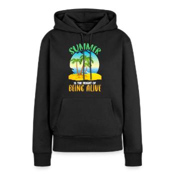 Der Sommer ist der Höhepunkt des Lebens - Frauen Premium Bio Hoodie - Schwarz - Vorne - Julia (174cm)