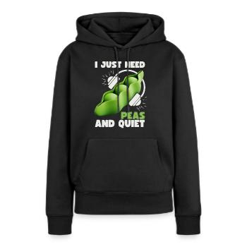 Pois, drôle de dicton, style 3D, jeu de mots, jeu de mots - Sweat à capuche Premium bio Femme - noir - Devant - Julia (174cm)