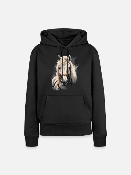 Islanninhevonen - Dame Premium hoodie, økologisk bomuld - sort