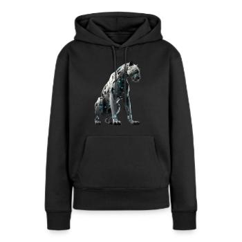 Cyber-Raubkatze - Frauen Premium Bio Hoodie - Schwarz - Vorne - Julia (174cm)