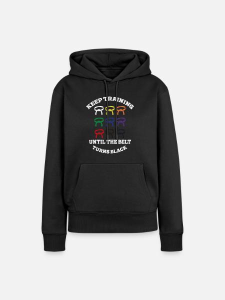 Sigue entrenando hasta que el cinturón se convierta en artes marciales negras - Sudadera con capucha prémium ecológica para mujer - negro