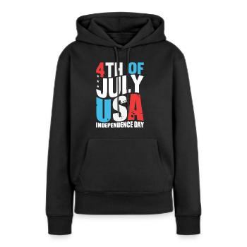 4th Of July USA Independence Day - Frauen Premium Bio Hoodie - Schwarz - Vorne - Julia (174cm)