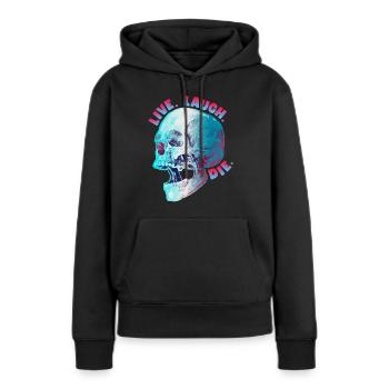 Drôle de crâne, dicton morbide, design de motard - Sweat à capuche Premium bio Femme - noir - Devant - Julia (174cm)