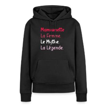 mamounette - Sweat à capuche Premium bio Femme - noir - Devant - Julia (174cm)