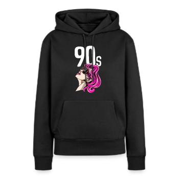 90er Jahre Frauen 90s Mädchen 90er Party - Frauen Premium Bio Hoodie - Schwarz - Vorne - Julia (174cm)