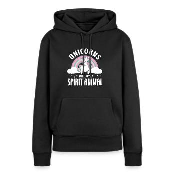 Vintage Rainbow Unicorn & I - Close Buddies Spirit - Women’s Premium Organic Hoodie - black - Front - Julia (174cm)