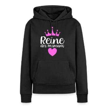Reine Des Mamans | Fête Anniversaire Mères - Sweat à capuche Premium bio Femme - noir - Devant - Julia (174cm)