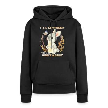 Drôle de lapin, dicton de lapin, jeu de mots, lapin blanc - Sweat à capuche Premium bio Femme - noir - Devant - Julia (174cm)