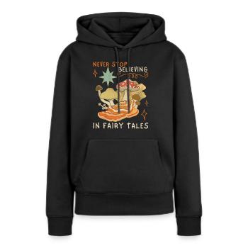 Contes de fées, contes de fées, faecore, champignons, drôle de dicton, - Sweat à capuche Premium bio Femme - noir - Devant - Julia (174cm)