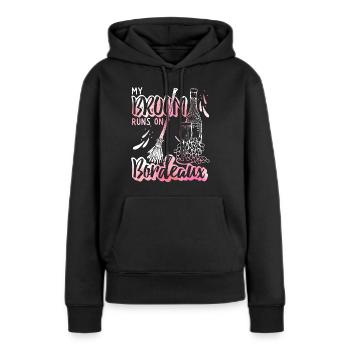 Bordeaux Rotwein lustiger Spruch, Redwine - Frauen Premium Bio Hoodie - Schwarz - Vorne - Julia (174cm)