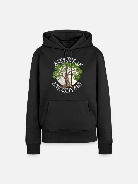 Breath in - Frauen Premium Bio Hoodie - Schwarz