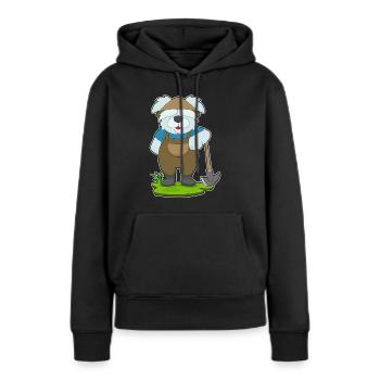Hund Landwirt Spitzhacke Bauernhof - Frauen Premium Bio Hoodie - Schwarz - Vorne - Julia (174cm)