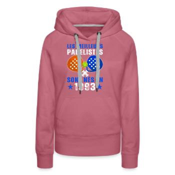 Meilleur Padéliste Né En 1993 - Sweat à capuche Premium bio Femme - mauve - Devant - Isabella (175cm)
