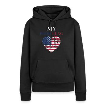 Ceci est mon drapeau de fierté usa américain 4th of July - Sweat à capuche Premium bio Femme - noir - Devant - Julia (174cm)