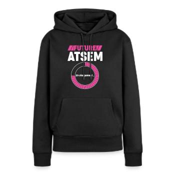 Future ATSEM - Sweat à capuche Premium bio Femme - noir - Devant - Julia (174cm)