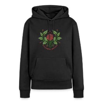 Ewige Rosen - Frauen Premium Bio Hoodie - Schwarz - Vorne - Julia (174cm)