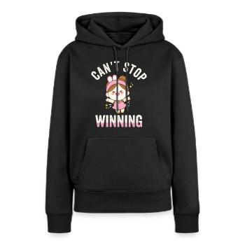 Ich kann nicht aufhören zu gewinnen - Frauen Premium Bio Hoodie - Schwarz - Vorne - Julia (174cm)