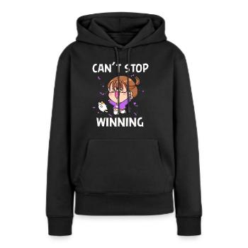 Ich kann nicht aufhören zu gewinnen - Frauen Premium Bio Hoodie - Schwarz - Vorne - Julia (174cm)