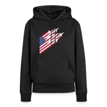 USA-Flagge und Kampfjets - Frauen Premium Bio Hoodie - Schwarz - Vorne - Julia (174cm)